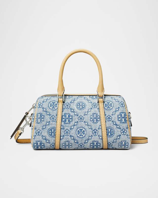 Mini T Monogram Denim Barrel Bag